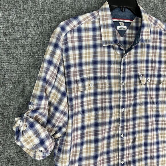 Tommy Hilfiger Shirt Mens Extra Large Button-Down Long-Sleeve Custom Fit‎ Plaid - Picture 6 of 14
